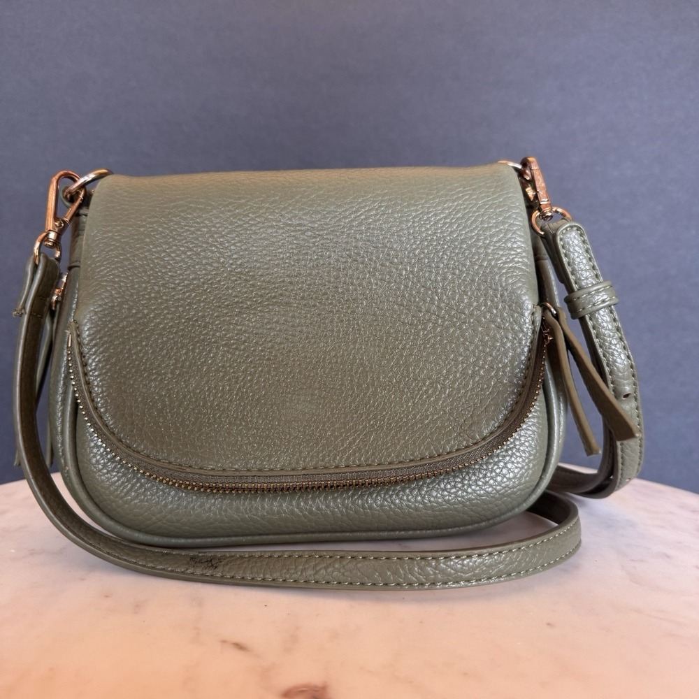 Moda Luxe Purse Handbag Sage Green Diva Crossbody Soft Vegan Leather